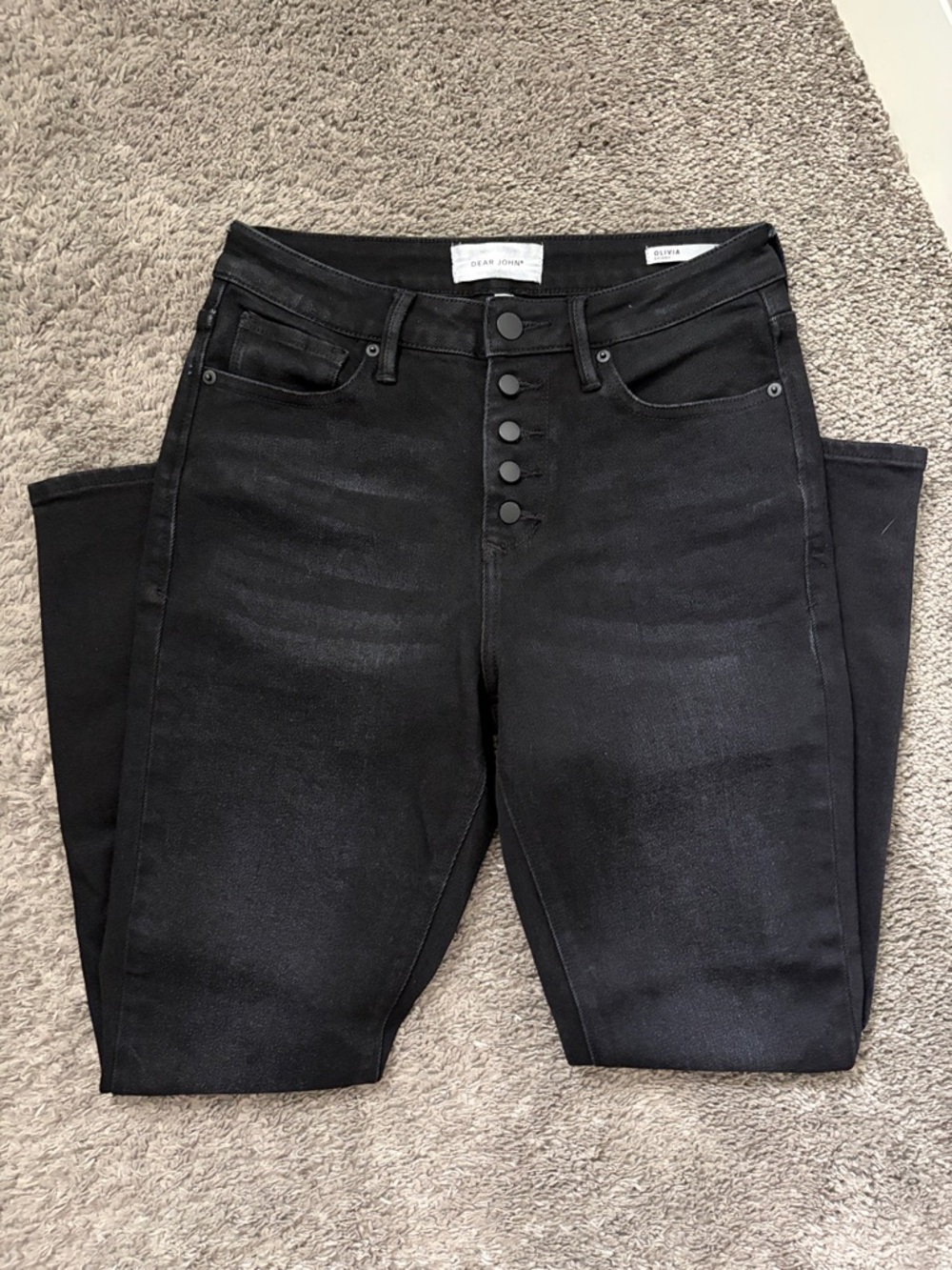 Dear John Olivia Black High-Rise Button-Fly Skinny Jeans